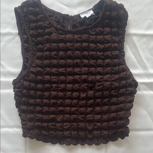 Le Lis Rich Brown Textured Blouse
